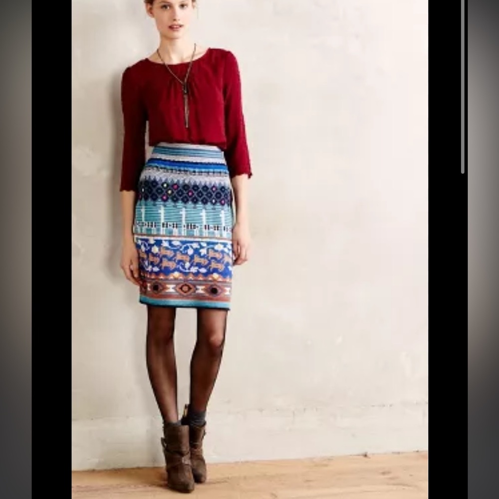 Anthropologie Llama Line Sweater Skirt